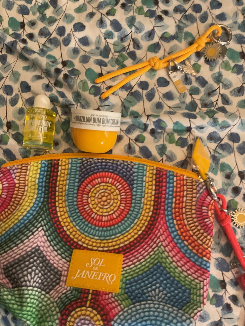 Sol de Janeiro Multicolor Beaded Cosmetic Pouch With Oil, Cream, two Charms - Picture 2 of 5